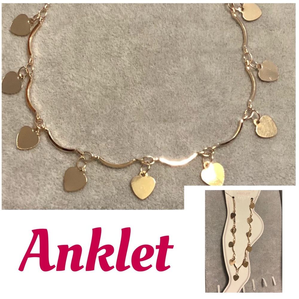 🌷 New Sealed Gold Heart Charm Anklet